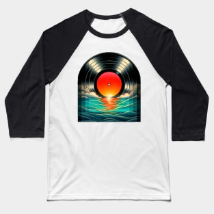 Vinyl Music Record Sunset Baseball T-Shirt